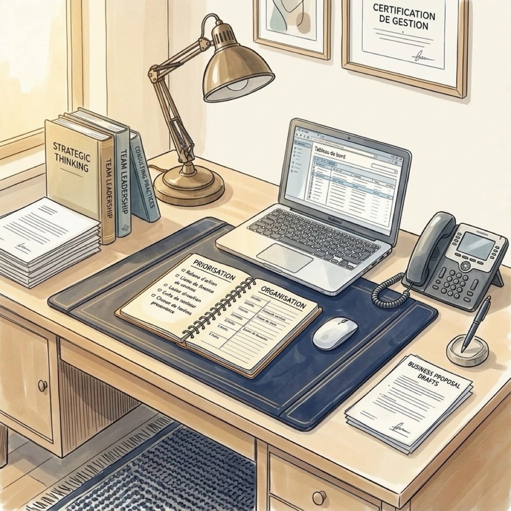 Bureau de dirigeant organisé, matériel de planification